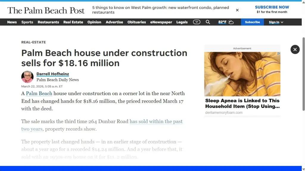 Palm Beach House Sells