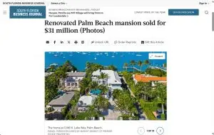 Renovated Palm Beach mansion sold for $31 million